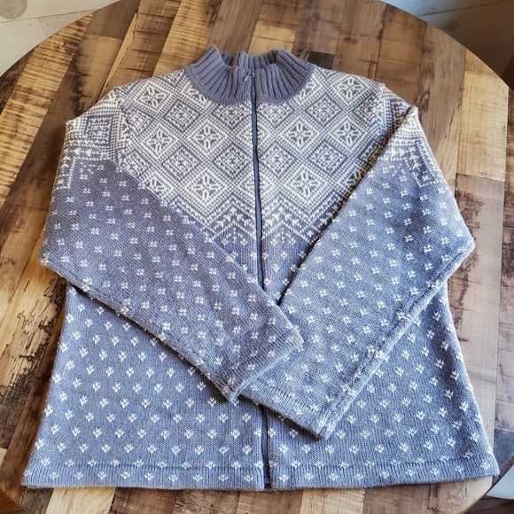 Norton Mcnaughton Petites periwinkle blue knit sweater jacket with zipper sz. PL - Picture 9 of 16